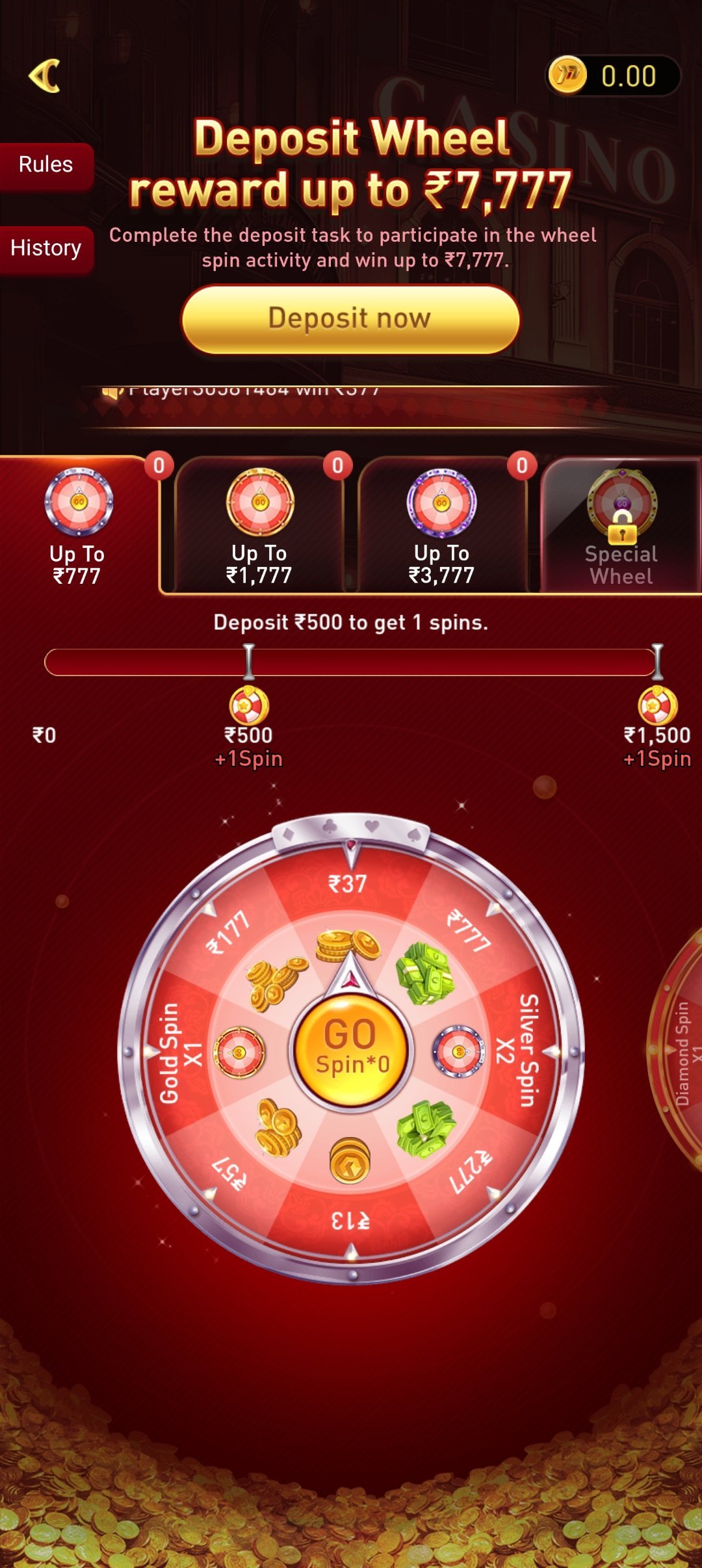 P77APP first deposit and welcome bonus wheel